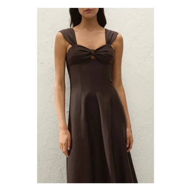 Pallida Vestido de lino y algodón | Café