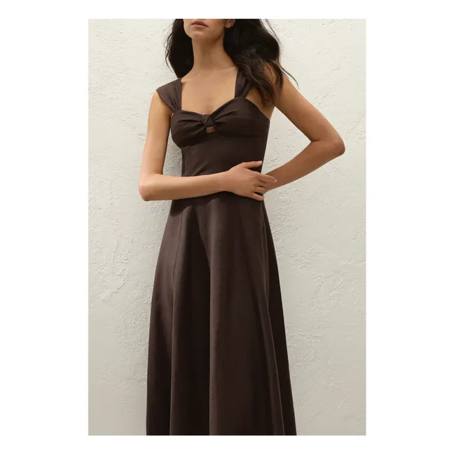 Pallida Vestido de lino y algodón | Café