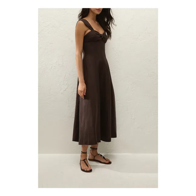Pallida Vestido de lino y algodón | Café
