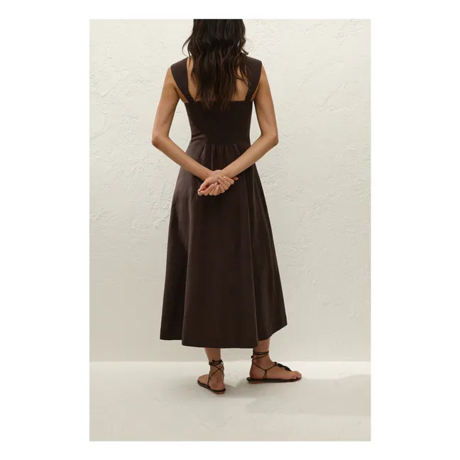 Pallida Vestido de lino y algodón | Café