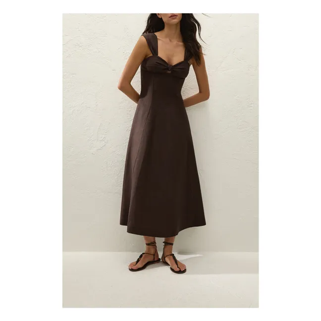 Pallida Vestido de lino y algodón | Café