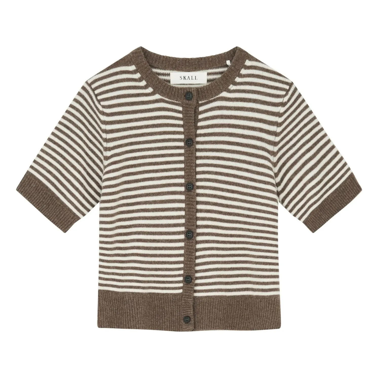 Skall Studio Brown Carmine Stripes Merino Wool Cardigan