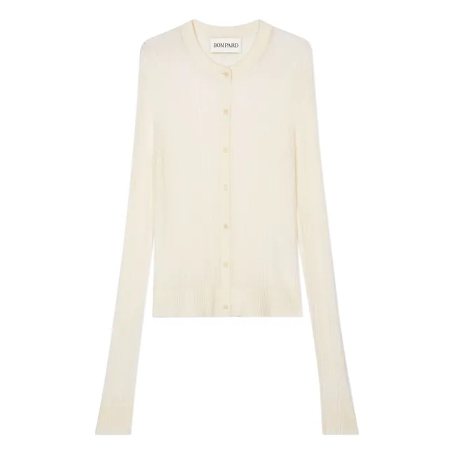 Ribbed Cotton and Silk Cardigan | Panna Cotta