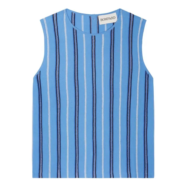 Maglione a righe in lino, cotone e seta | Blu