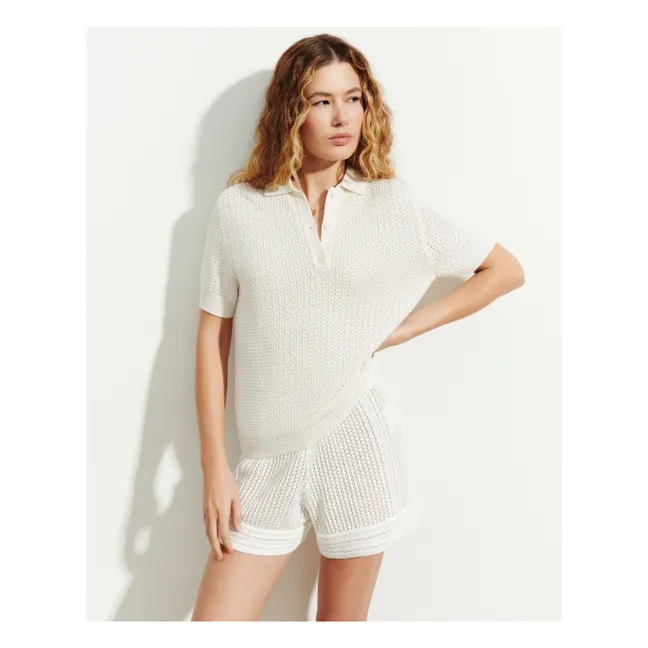 Polo Pointelle Gaufré | Naturel