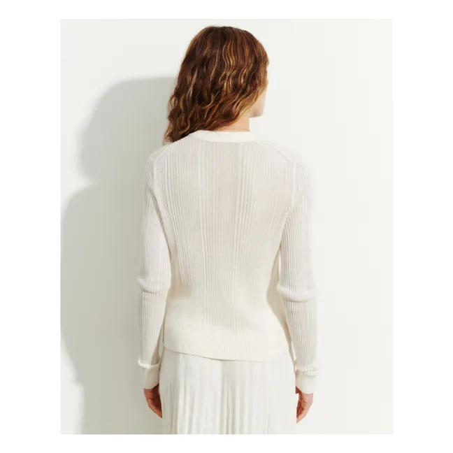 Ribbed Cotton and Silk Cardigan | Panna Cotta
