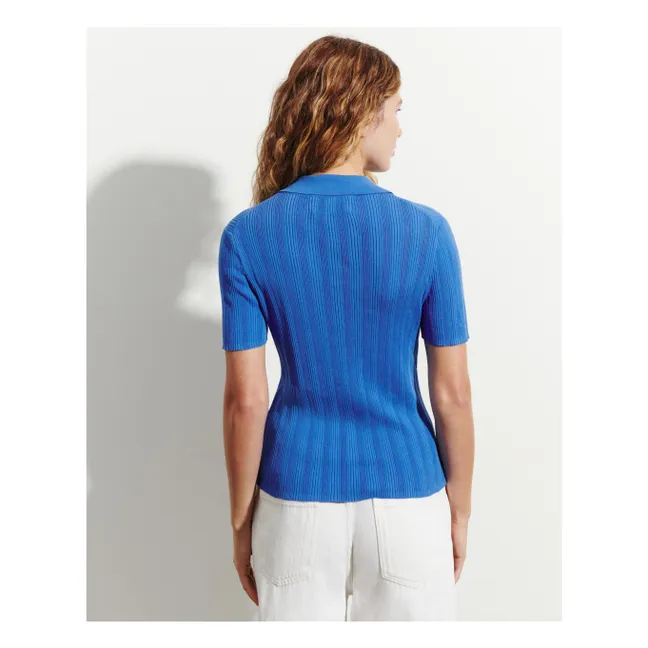 Polo Côtelé Coton | Bleu
