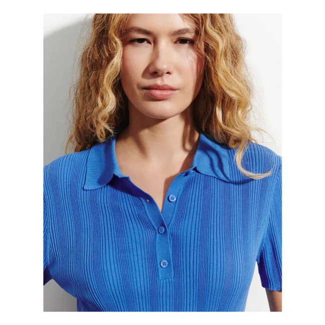 Polo Côtelé Coton | Bleu