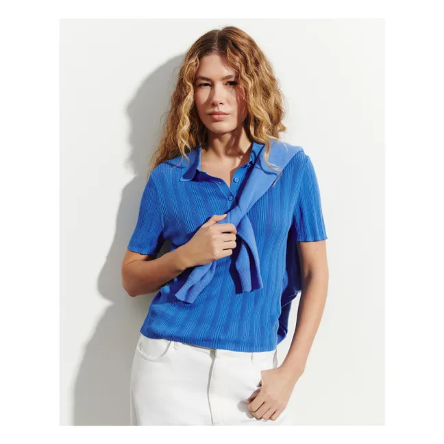 Polo Côtelé Coton | Bleu