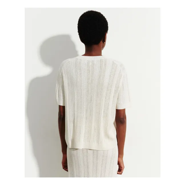 Pointelle Cashmere and Silk Sweater | Natural