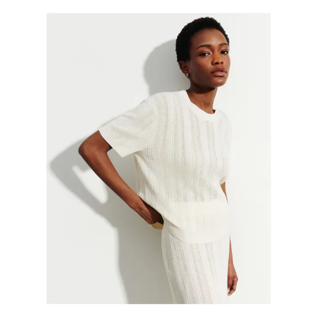 Pointelle Cashmere and Silk Sweater | Natural