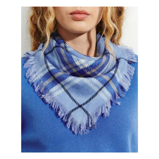 Mini Carré Tartan Cashmere Scarf | Blue