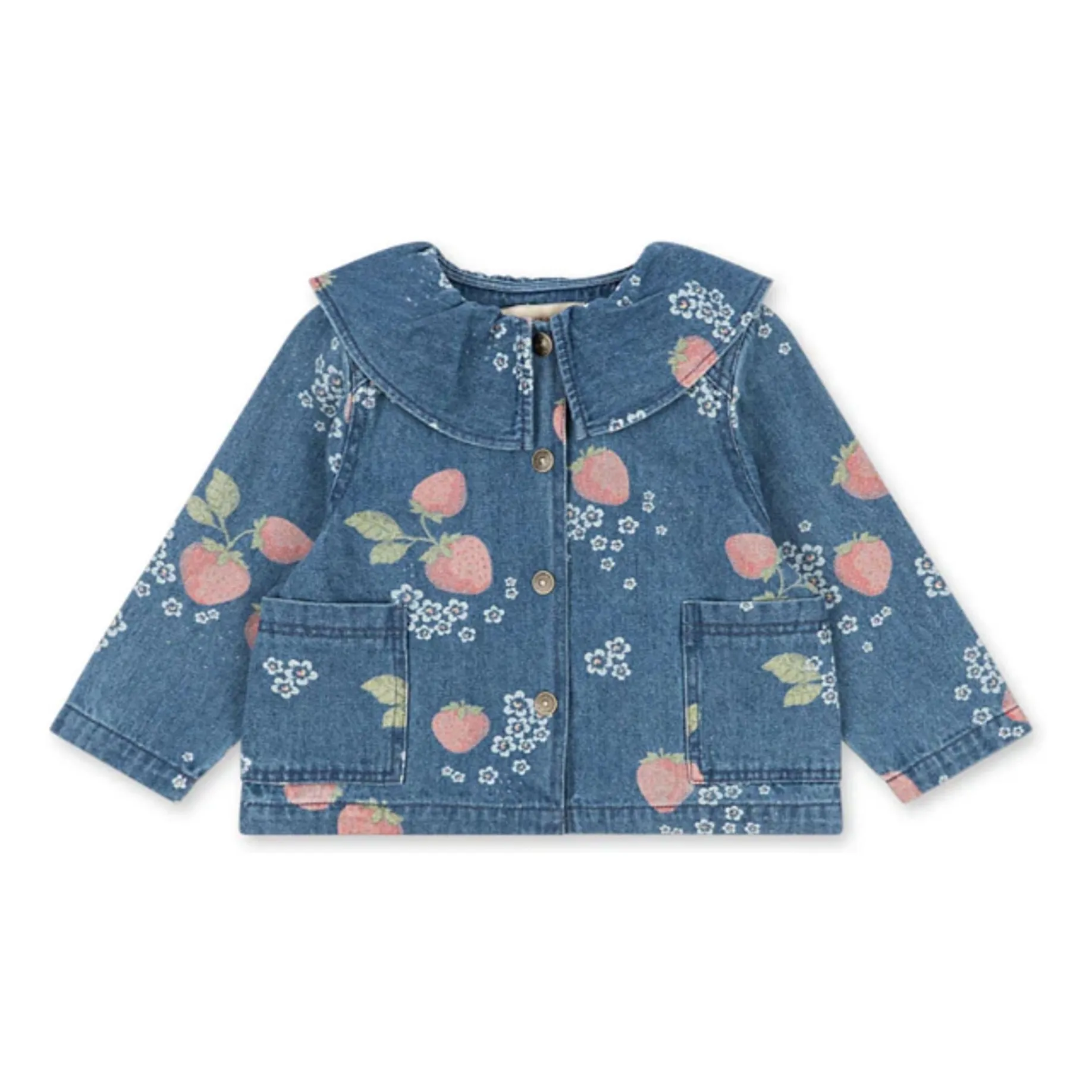 Konges Sløjd Blue Denim Magot Collar Strawberry Organic Cotton Jacket