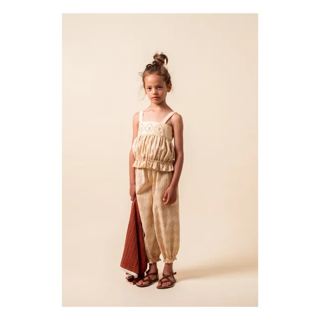 Castelflorite embroidered top Organic cotton | Honey