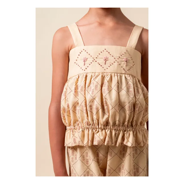Castelflorite embroidered top Organic cotton | Honey