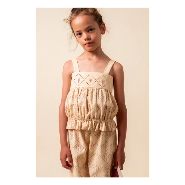 Castelflorite embroidered top Organic cotton | Honey