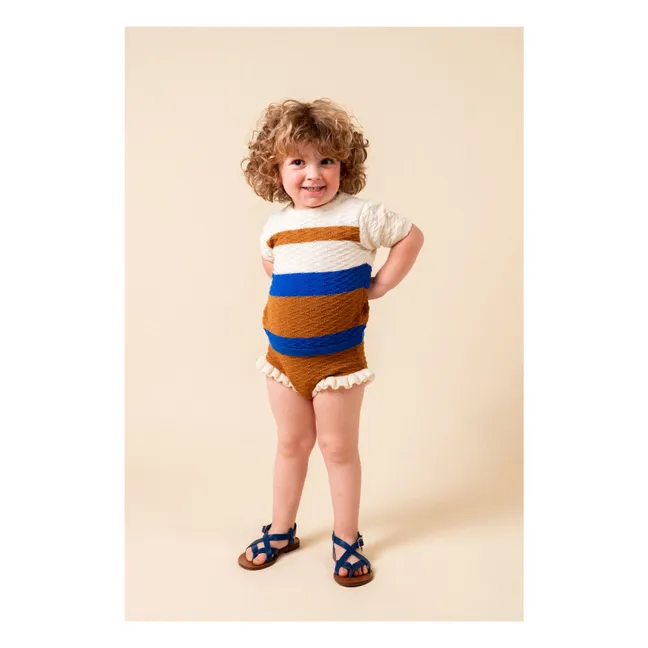Fine Knit Ruffle Shorts | Caramel