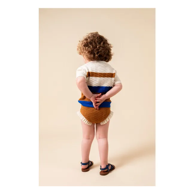 Fine Knit Ruffle Shorts | Caramel