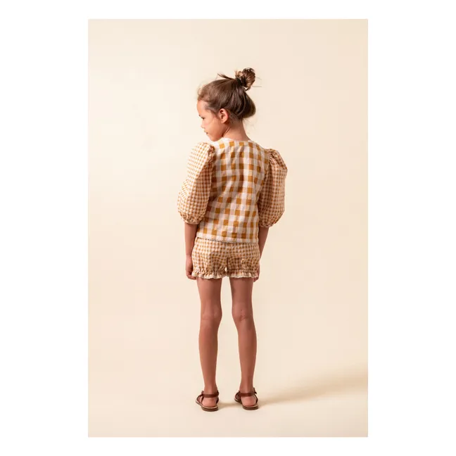 Blusa de algodón orgánico Vichy | Caramelo