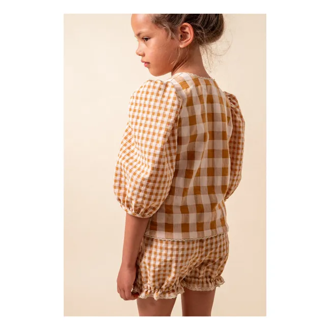 Blusa de algodón orgánico Vichy | Caramelo