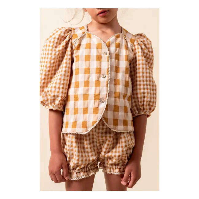 Blusa de algodón orgánico Vichy | Caramelo