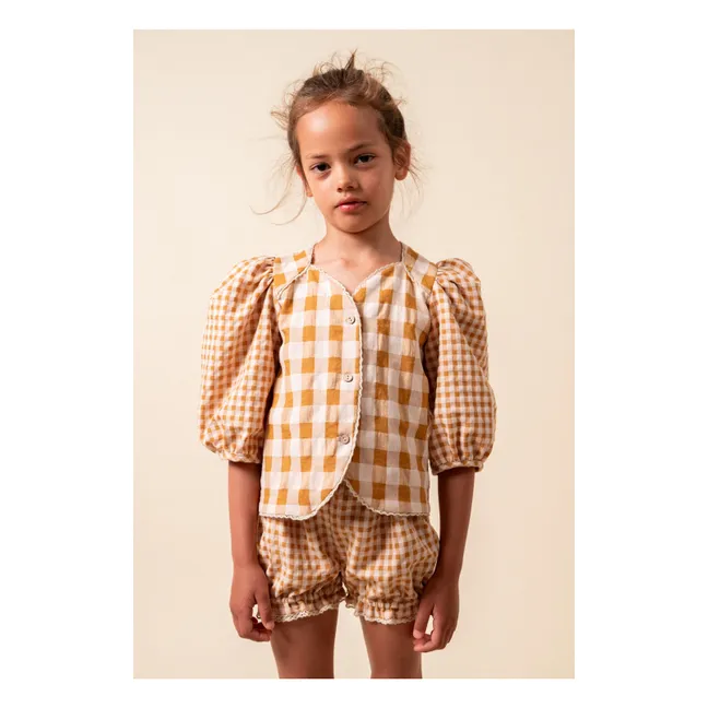 Blusa de algodón orgánico Vichy | Caramelo