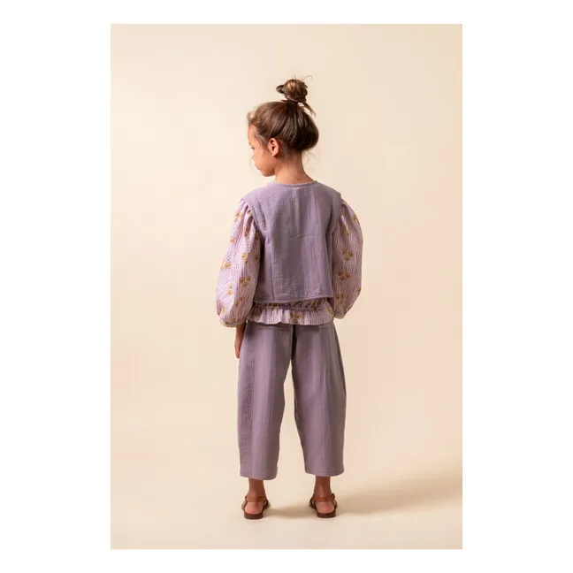 Veste Sans Manches Antique Gaze de Coton Bio | Mauve