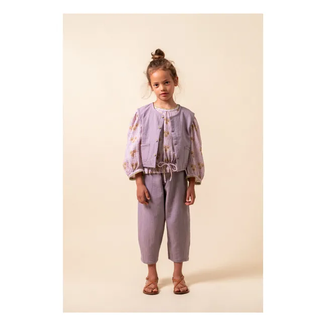 Veste Sans Manches Antique Gaze de Coton Bio | Mauve