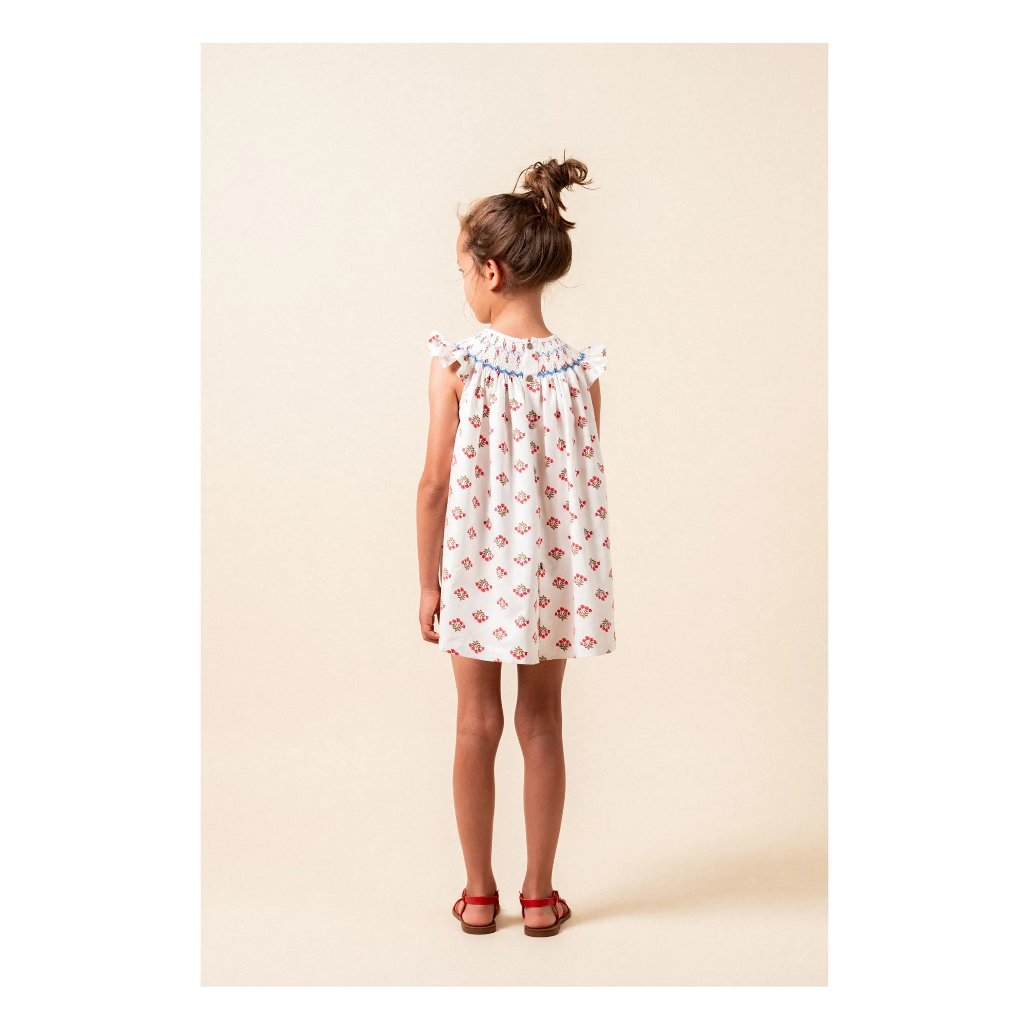 Robe Smockée Monzón Coton Bio | Blanc- Image produit n°2