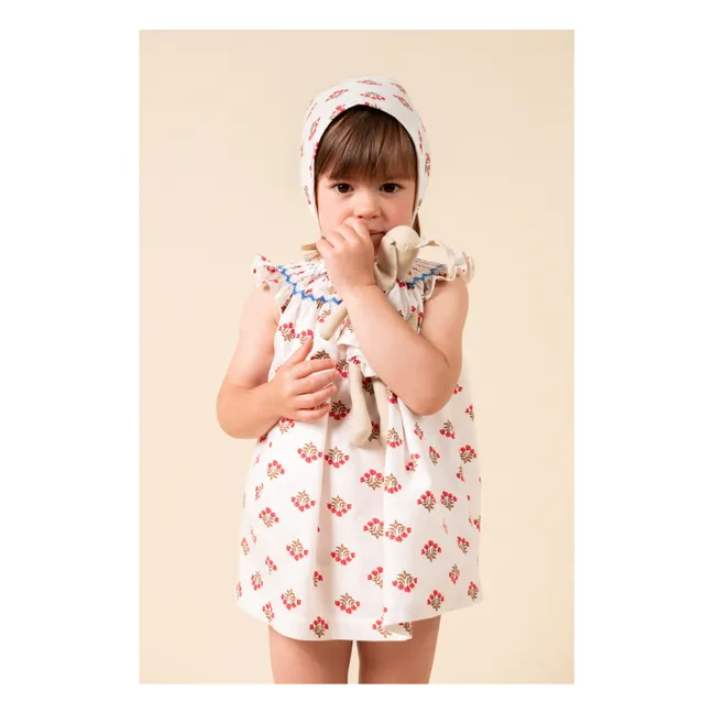 Monzón Organic Cotton Smocked Blouse and Bloomer Set | White