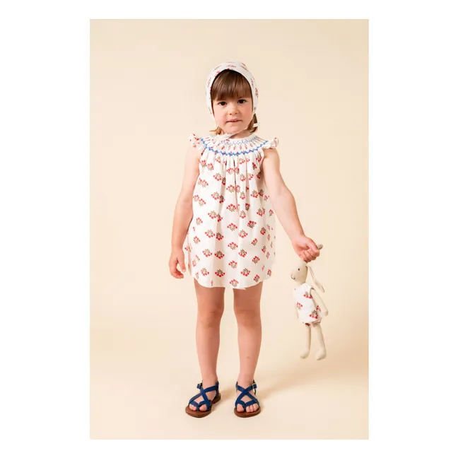 Monzón Organic Cotton Smocked Blouse and Bloomer Set | White