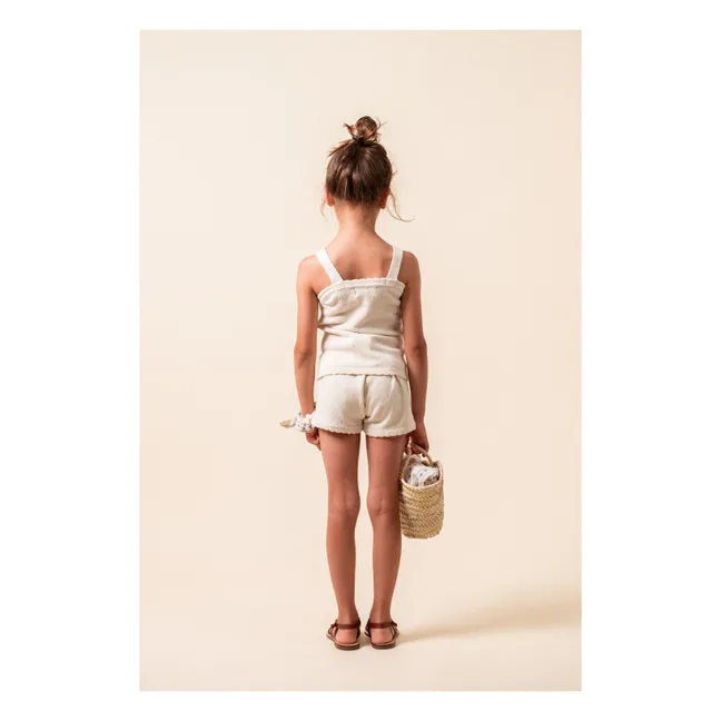 Embroidered Fine Knit Shorts | Ivory