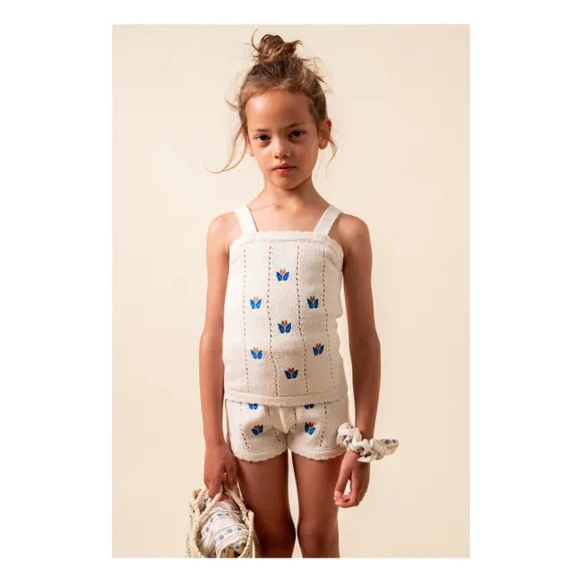 Embroidered Fine Knit Top | Ivory