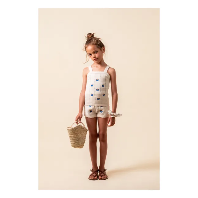 Embroidered Fine Knit Shorts | Ivory