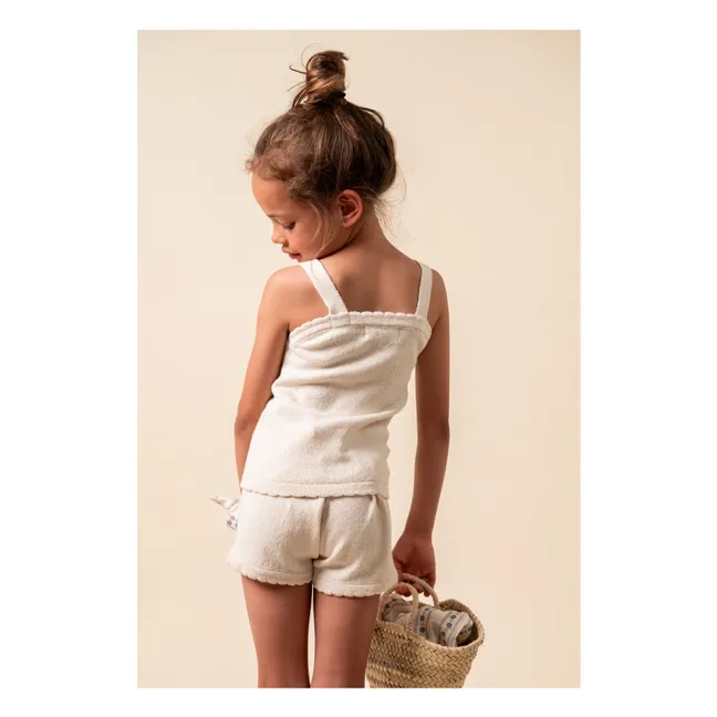 Embroidered Fine Knit Shorts | Ivory