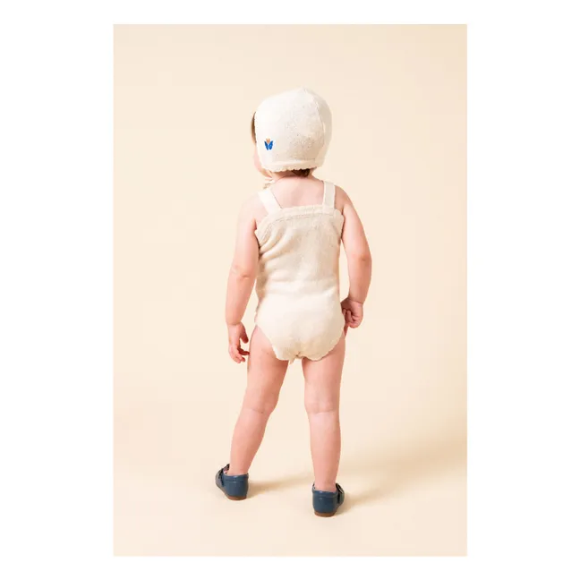 Fine knit embroidered romper | Ivory