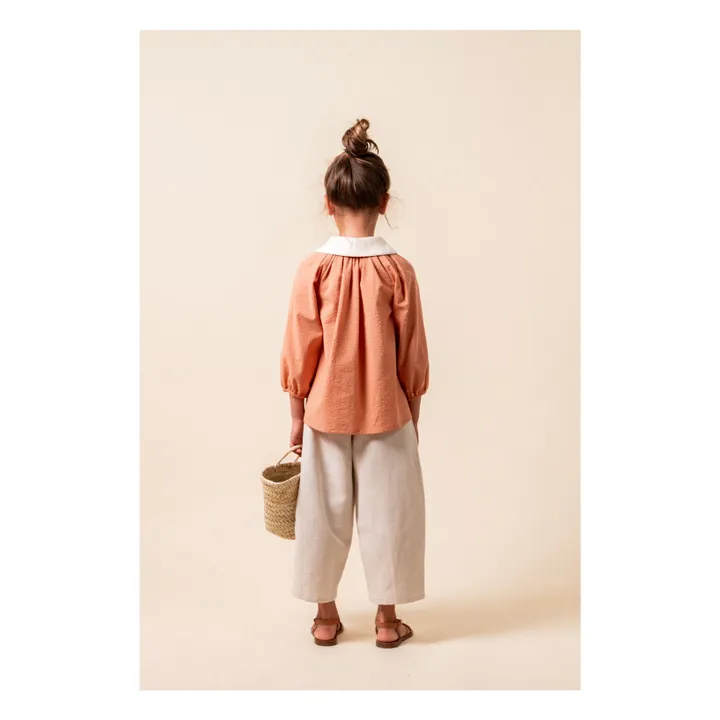 Blusa con cuello Claudine de algodón orgánico Dessert | Marrón Rojizo- Imagen del producto n°6
