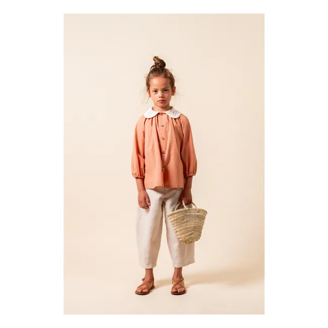 Blouse with Claudine collar Dessert Organic cotton | Russet