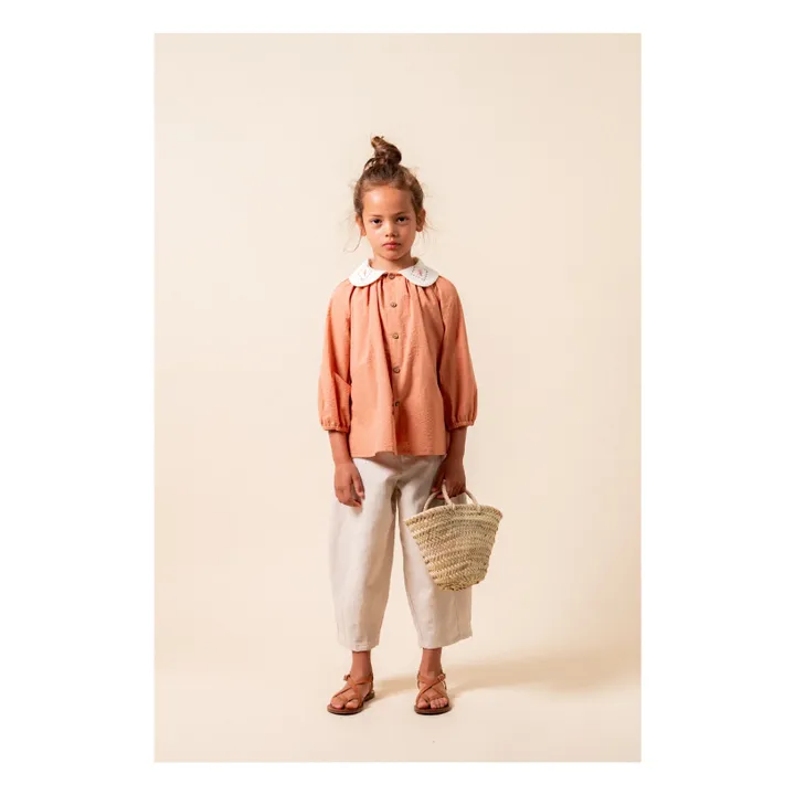 Blusa con cuello Claudine de algodón orgánico Dessert | Marrón Rojizo- Imagen del producto n°1