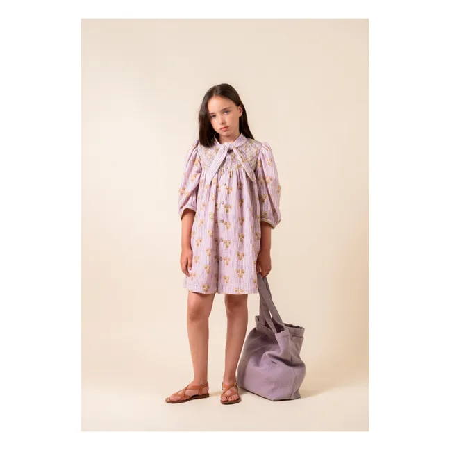 Robe Smockée Cinca Rayée Coton Bio | Mauve