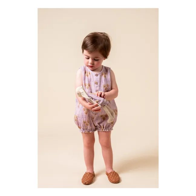 Striped Organic Cotton Cinca romper | Mauve