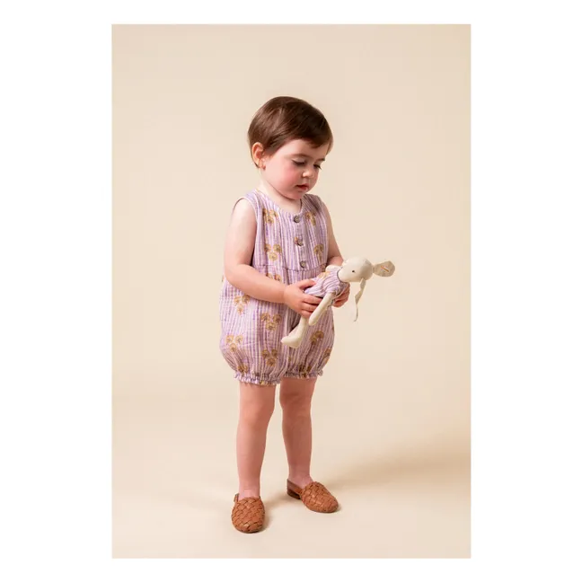 Striped Organic Cotton Cinca romper | Mauve