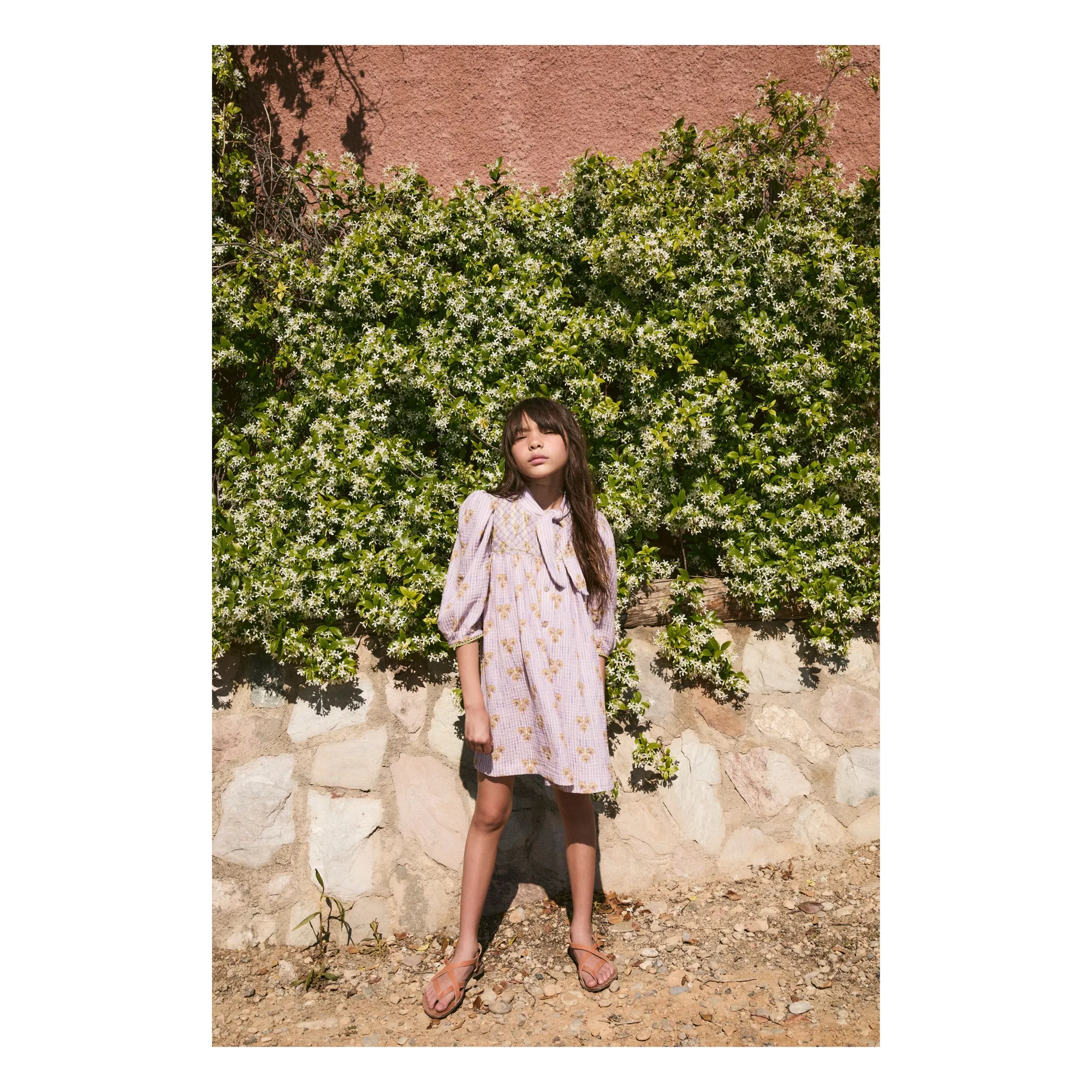Robe Smockée Cinca Rayée Coton Bio | Mauve- Image produit n°3