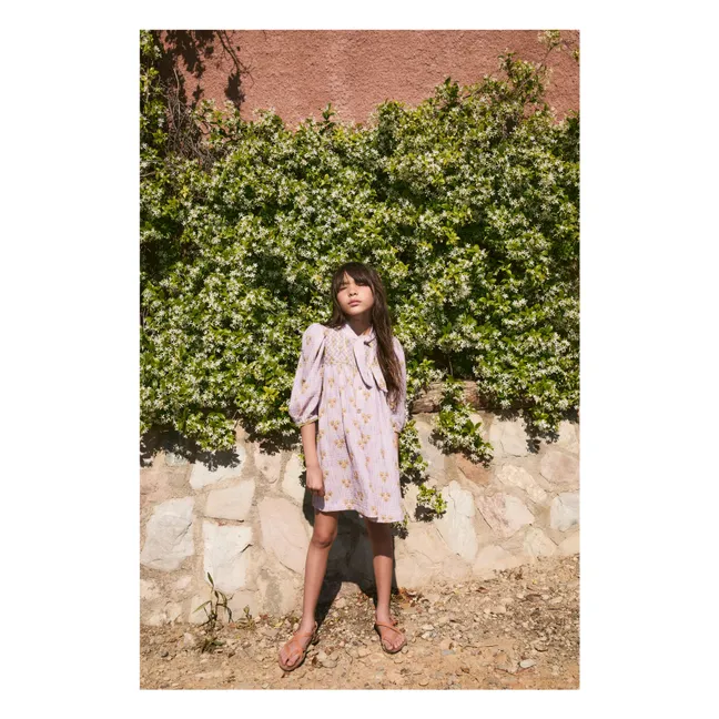 Abito a righe in cotone biologico Cinca Smocked | Malva