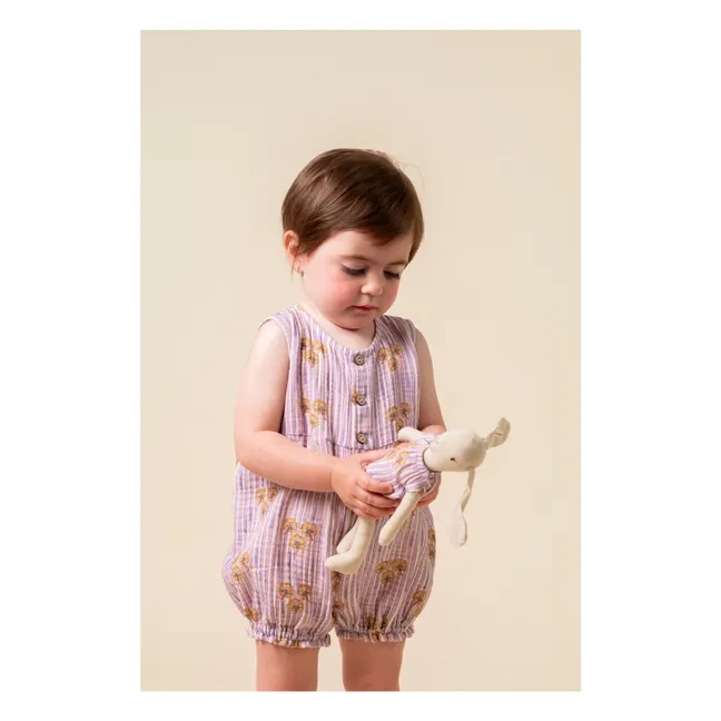 Striped Organic Cotton Cinca romper | Mauve