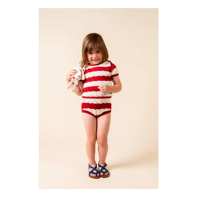 Bloomer Pointelle Chili Rayé | Rouge