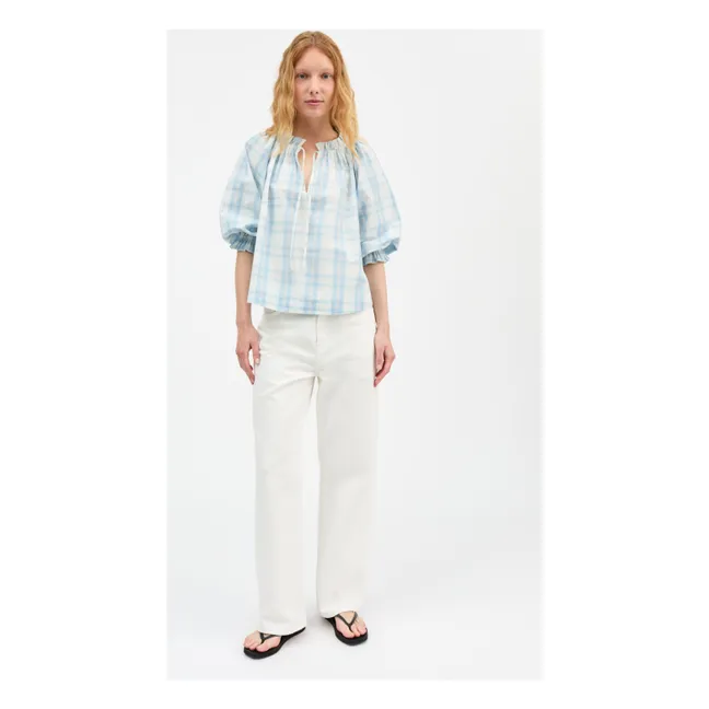 Blusa de cuadros de algodón Newmoon | Azul