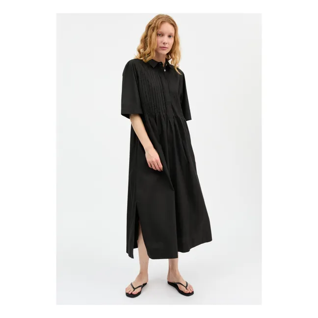 Vestido de algodón de lunares | Negro
