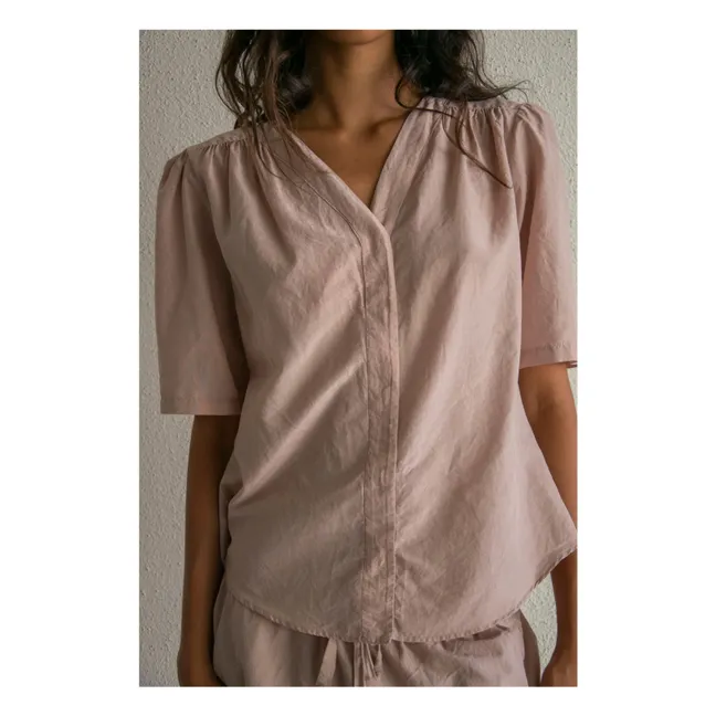 Blouse Carine Popeline de Soie et Coton | Beige