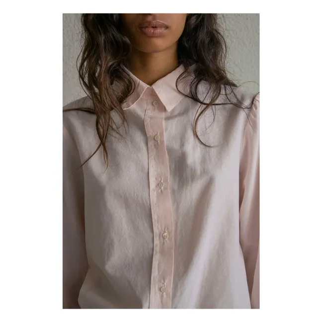 Chemise L'Homme Popeline de Soie et Coton | Rose pâle